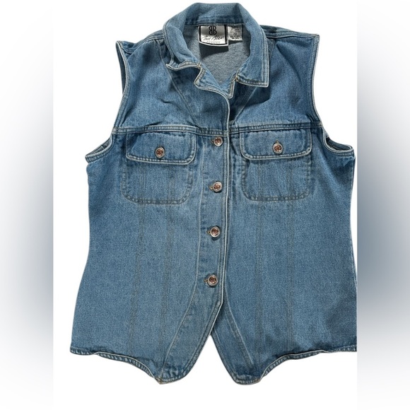 bill blass Jackets & Blazers - Vintage Bill Blass Denim Waistcoat Vest Sleeveless Jacket Blue Denim  Size PS